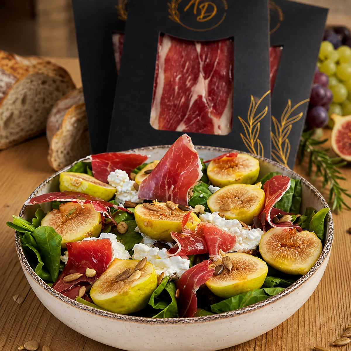 ENSALDA DE JAMÓN IBÉRICO E HIGOS FRESCOS