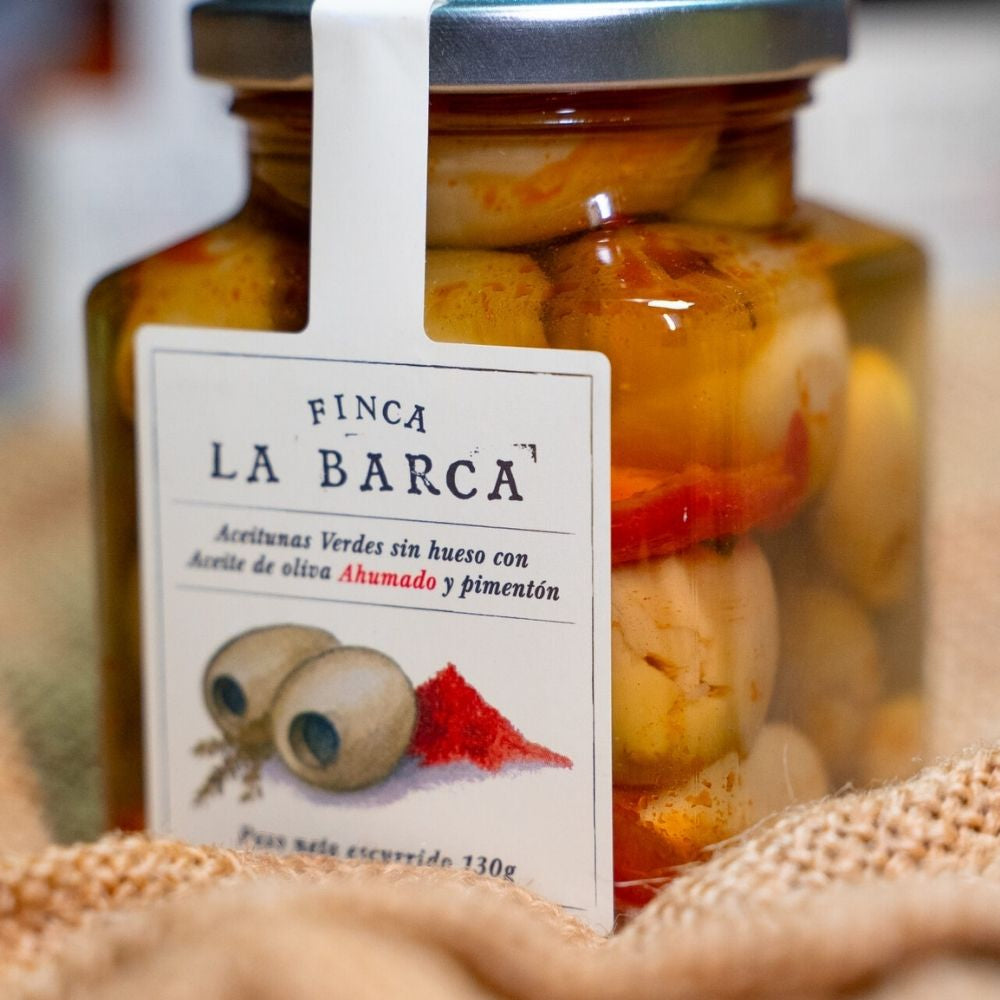 Aceitunas Gordal Deshuesada con Aceite de Oliva Ahumado y Pimentón