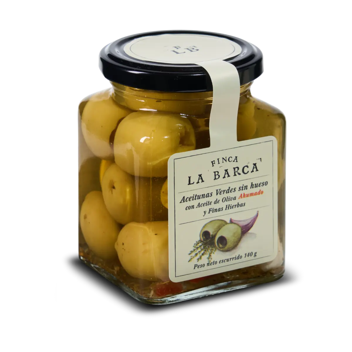 Aceitunas Gordal deshuesada con Aceite de Oliva Ahumado y Finas Hierbas