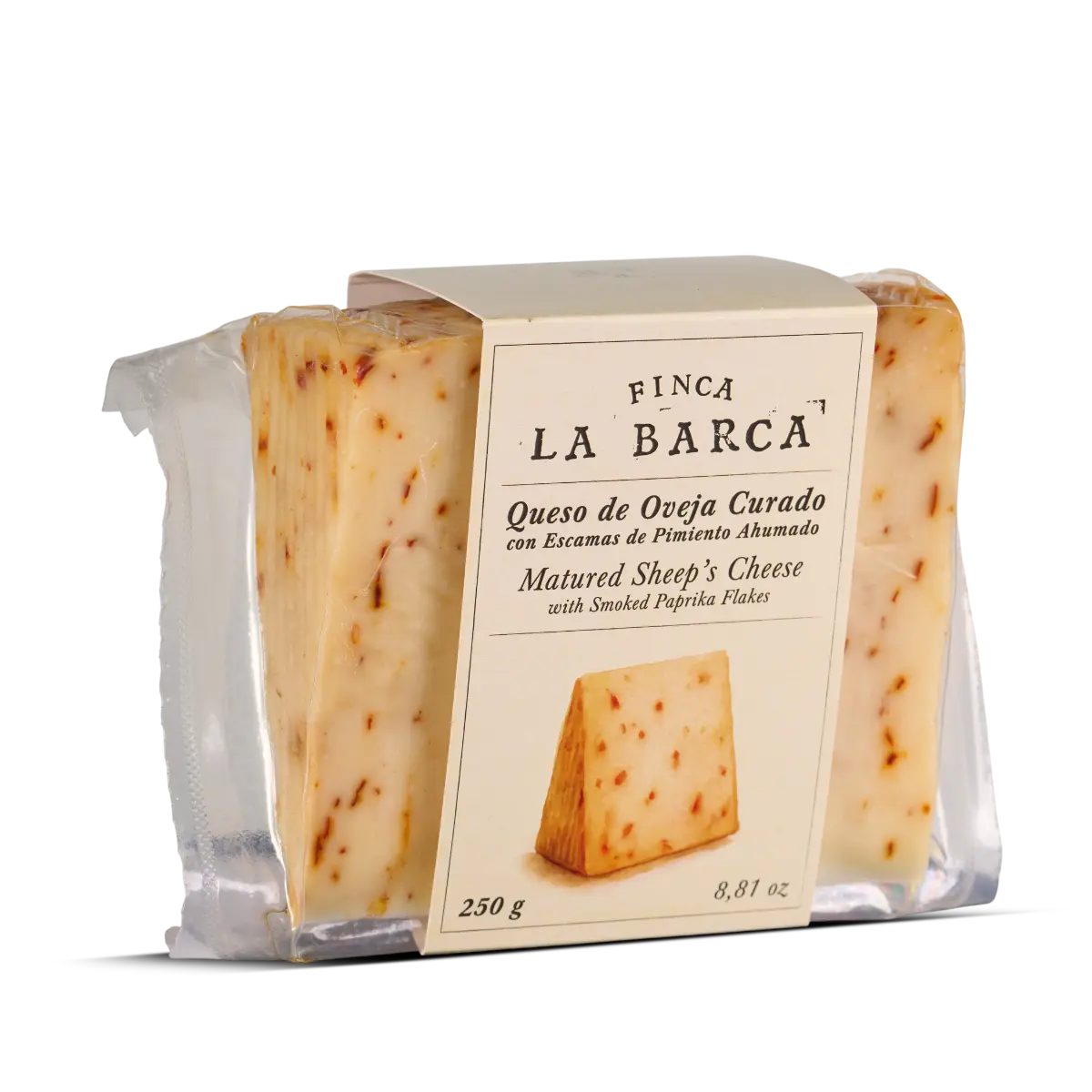 Queso de oveja curado con escamas de pimiento ahumado